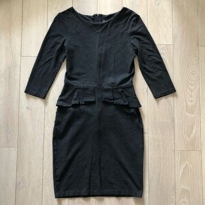 Sandra Angelozzi Peplum 1/2 Sleeve Mini Dress in Dark Grey Size 3